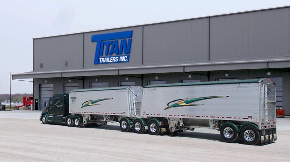 Truck in front of Titan Trailers warehouse